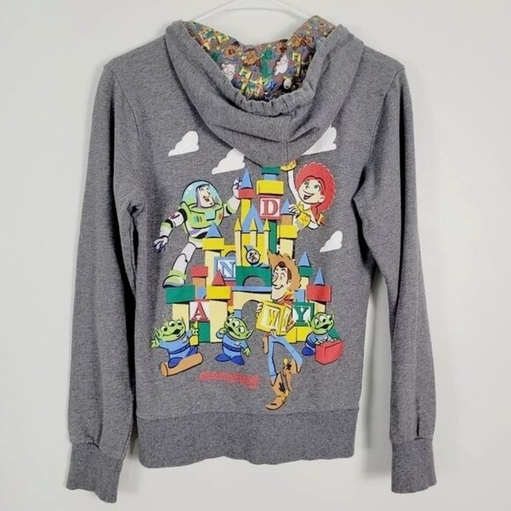 Disney Parks Toy Story Hoodie Women Small Gray Zip Up Disneyland Resort Pixar
